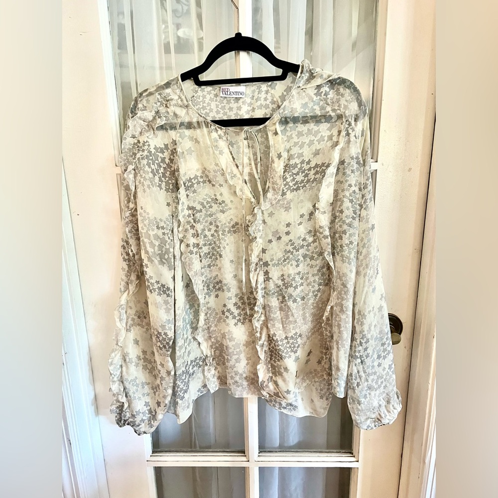 Beautiful EUC SZ L Red Valentino Silk Star Blouse